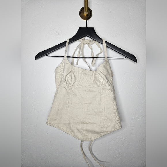 Edikted Corset Halter Top With Tie Back in Gray Taupe Small NWT - Picture 1 of 5